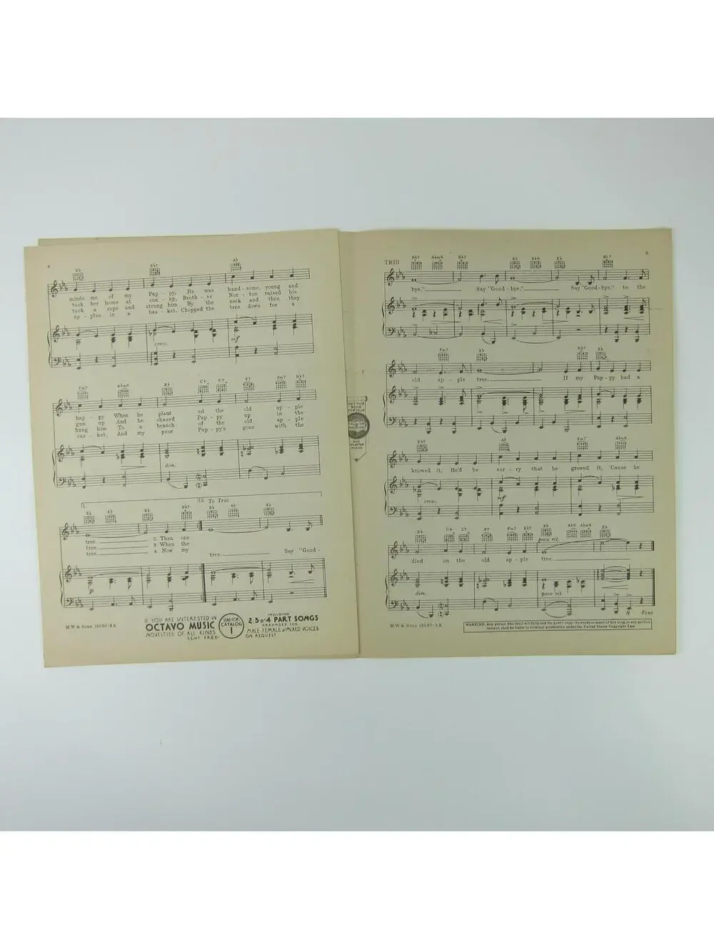 Sheet Music The Old Apple Tree Swing Your Lady Humphrey Bogart Vintage 1938